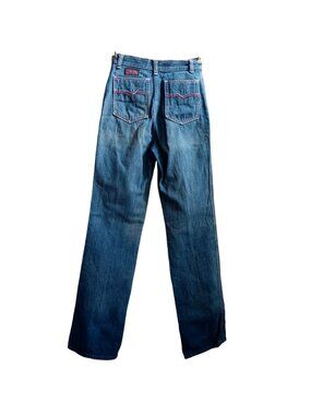 True Vintage Jeans 24x33 1980's MALE Disco Embroidered Pocket Denim Indigo Jeans